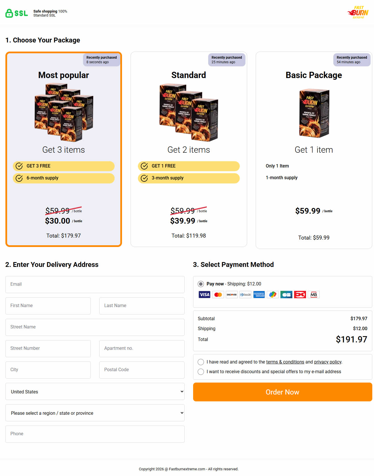 Fast Burn Extreme Order Checkout Page